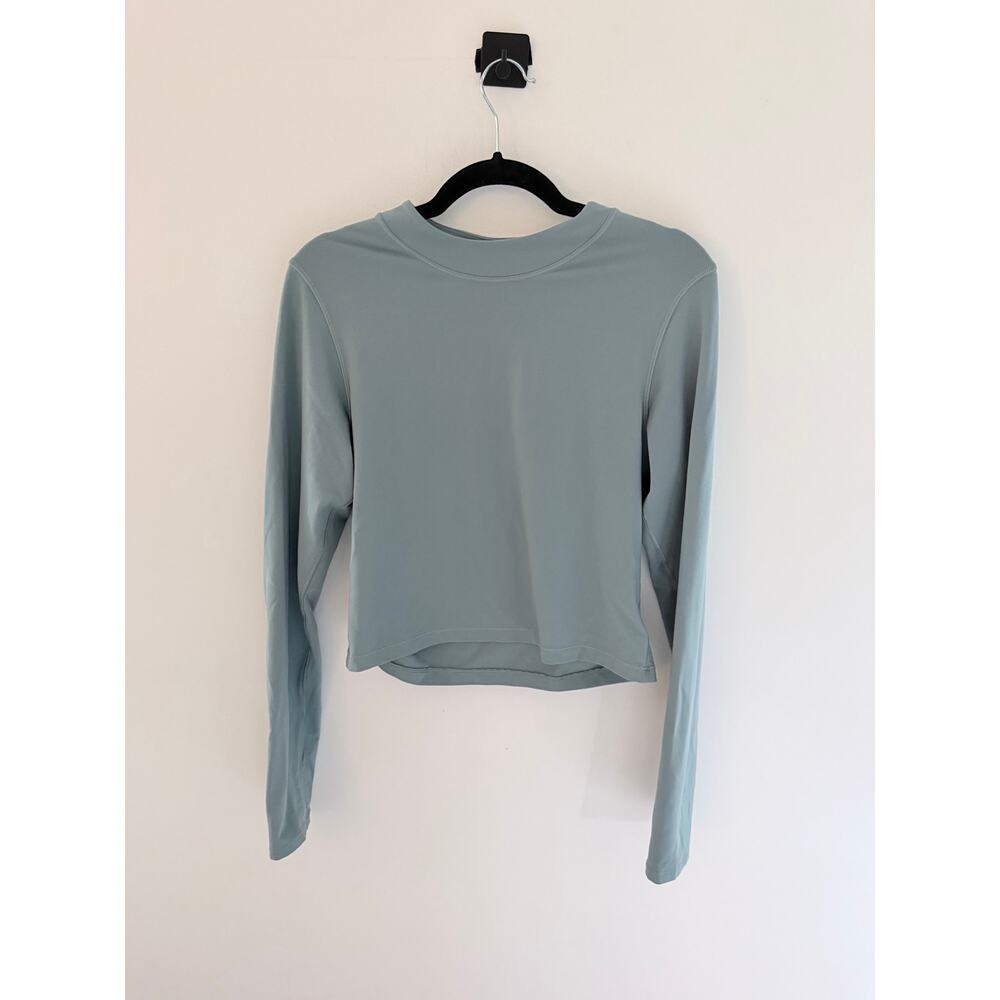 Athleta Light Green Shanti Mock Neck Crop Top-Size L